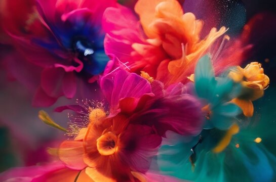 explosion of colors, shapes, and textures that evoke a sense of energy and movement - 