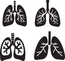 Human Lungs icon black color vector illustration