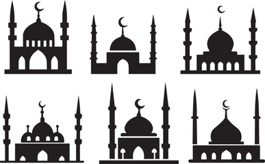 a Muslim Mosque Silhouette black color vector