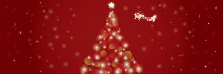 Obraz na płótnie Canvas クリスマスツリーとサンタクロースの赤い背景