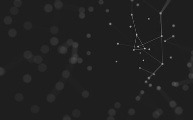 Abstract background. Molecules technology with polygonal shapes, connecting dots and lines. Connection structure. Big data visualization.