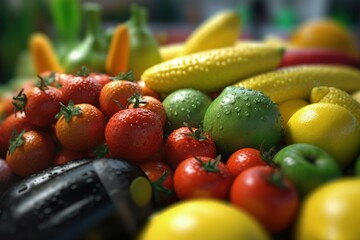 Assortment of Fresh Fruits and Vegetables at Local Farmer's Market