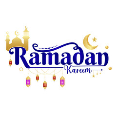 Lettering ramadan kareem islamic arabic typography text for marhaban ya ramadhan sticker with...