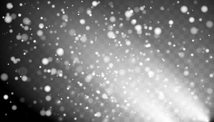 Light effect with many shimmering highlights on a transparent background. Abstract bokeh lights.