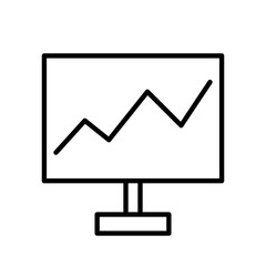 Trend digital marketing icon with black outline style. business, trend, growth, graph, graphic, simple, marketing. Vector Illustration