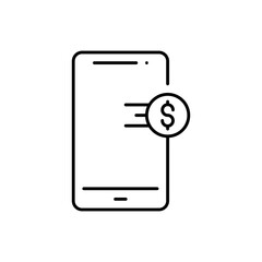 Mobile banking digital marketing icon with black outline style. business, banking, online, internet, phone, technology, finance. Vector Illustration
