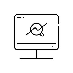 Analytics digital marketing icon with black outline style. business, technology, data, computer, graph, finance, chart. Vector Illustration