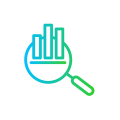Analysis digital marketing icon with blue and green gradient outline style. analysis, business, set, analytics, finance, chart, data. Vector Illustration