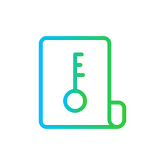 Keyboarding digital marketing icon with blue and green gradient outline style. computer, keyboard, device, pc, technology, symbol, laptop. Vector Illustration