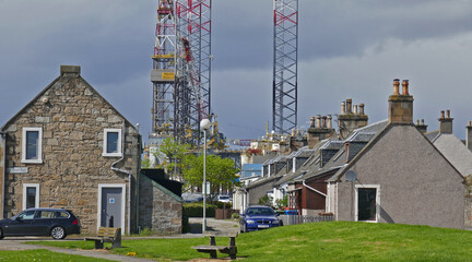 Invergordon-A giant helideck and offshore rig looms over the community in northern Scotland.