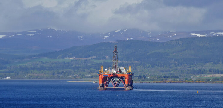 Invergordon Scotland- Cromarty Firth a graveyard for abandoned oil rigs-in the northern highlands.