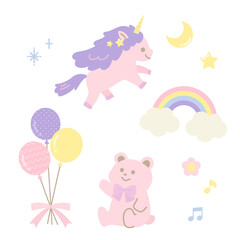fairy tale illustration with unicorn and bear