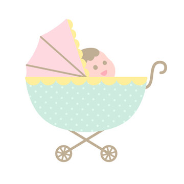 simple illustration of baby carriage