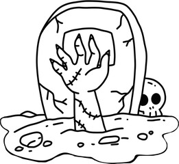 hand drawn vector illustration Tombstone of Halloween Day 