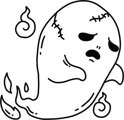 hand drawn vector illustration Ghost of Halloween Day 