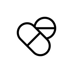 Medicine medical and health icon with black outline style. medicine, medical, health, line, treatment, thin, care. Vector Illustration