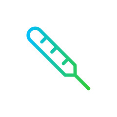 Thermometer medical and health icon with blue and green gradient outline style. thermometer, temperature, sign, cold, symbol, hot, medical. Vector Illustration