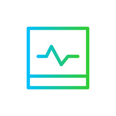 Heart rate medical and health icon with blue and green gradient outline style. rate, health, heart, heartbeat, line, life, pulse. Vector Illustration