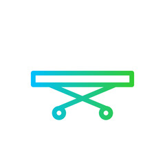 Stretcher medical and health icon with blue and green gradient outline style. stretcher, medical, hospital, emergency, sign, help, health. Vector Illustration