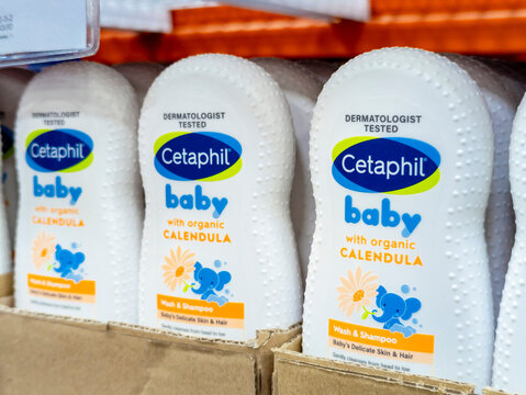 Manila, Philippines - Cetaphil baby shampoo with calendula for sale at a local supermarket.