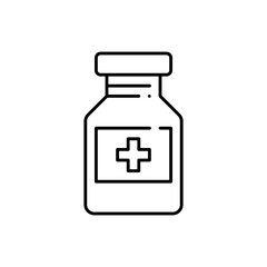 Medicine medical and health icon with black outline. medicine, health, medical, pharmacy, treatment, drug, hospital. Vector illustration