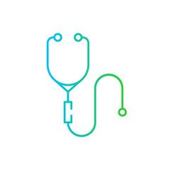 Stethoscope medical and health icon with blue and green gradient outline. medicine, health, treatment, care, stethoscope, instrument, hospital. Vector illustration