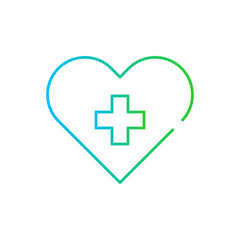 Obraz premium Healthcare medical and health icon with blue and green gradient outline. medical, health, doctor, hospital, medicine, technology, nurse. Vector illustration