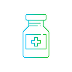 Medicine medical and health icon with blue and green gradient outline. medicine, health, medical, pharmacy, treatment, drug, hospital. Vector illustration