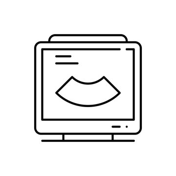 recommend clip art: Ultrasound machine medical and health icon with black outline. medical, ultrasound, clinic, medicine, hospital, machine, equipment. Vector illustration