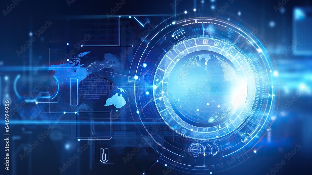 Wall mural background of future technology concept for business solutions.circle,globe.generative ai