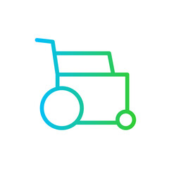 Wheelchair medical and health icon with blue and green gradient outline style. disabled, chair, disability, wheelchair, human, symbol, wheel. Vector Illustration