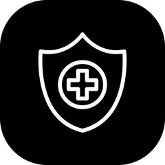 Obraz premium Protection medical and health icon with black filled line outline style. protection, shield, outline, sign, line, stroke, thin. Vector Illustration