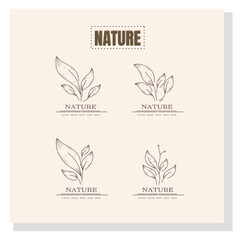 Vector natural eco product stamp brand logo for nature and healthy product brand logo set vector