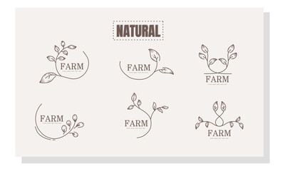 Vector natural eco product stamp brand logo for nature and healthy product brand logo set vector