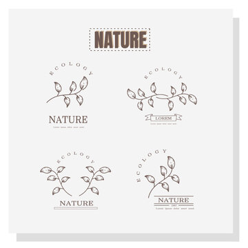 Premium Vector  Natural eco product stamp brand logo for nature and  healthy product brand logo set vector