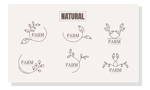 Premium Vector  Natural eco product stamp brand logo for nature and  healthy product brand logo set vector