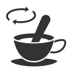 Vector illustration of stir coffee icon in dark color and transparent background(png).