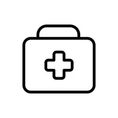 Obraz premium First aid kit medical and health icon with black outline style. care, health, medicine, doctor, medical, emergency, case. Vector Illustration