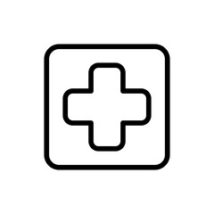Obraz premium Hospital medical and health icon with black outline style. hospital, medical, health, emergency, medicine, care, ambulance. Vector Illustration