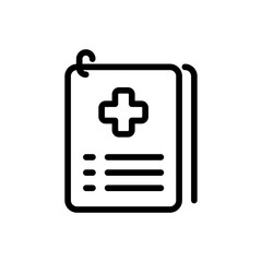 Health check medical and health icon with black outline style. health, medical, medicine, care, check, hospital, healthcare. Vector Illustration