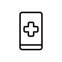 Medical app medical and health icon with black outline style. medical, app, symbol, health, sign, set, line. Vector Illustration