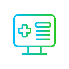 Medical record medical and health icon with blue and green gradient outline style. medical, record, health, data, medicine, clinic, doctor. Vector Illustration