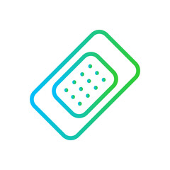 Wound plaster medical and health icon with blue and green gradient outline style. health, medical, medicine, help, pharmacy, bandage, recovery. Vector Illustration