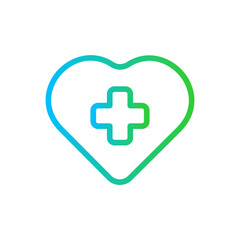 Obraz premium Health care medical and health icon with blue and green gradient outline style. health, care, medical, medicine, hospital, doctor, symbol. Vector Illustration