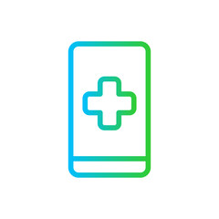 Fototapeta premium Medical app medical and health icon with blue and green gradient outline style. medical, app, symbol, health, sign, set, line. Vector Illustration