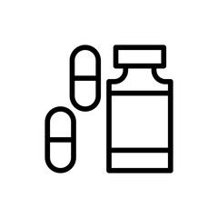 Medicine medical and health icon with black outline style. medicine, medical, health, line, symbol, set, thin. Vector Illustration