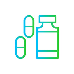 Medicine medical and health icon with blue and green gradient outline style. medicine, medical, health, line, symbol, set, thin. Vector Illustration