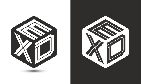 EXD letter logo design with illustrator cube logo, vector logo modern alphabet font overlap style.