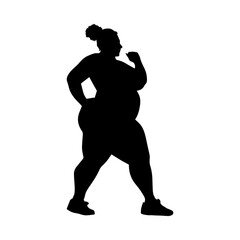 Vector illustration. Silhouette of a woman doing sports. Losing weight.