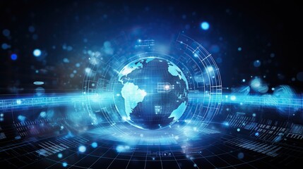 Obraz premium Abstract background of future technology concept for business solutions. circle, globe. Generative AI